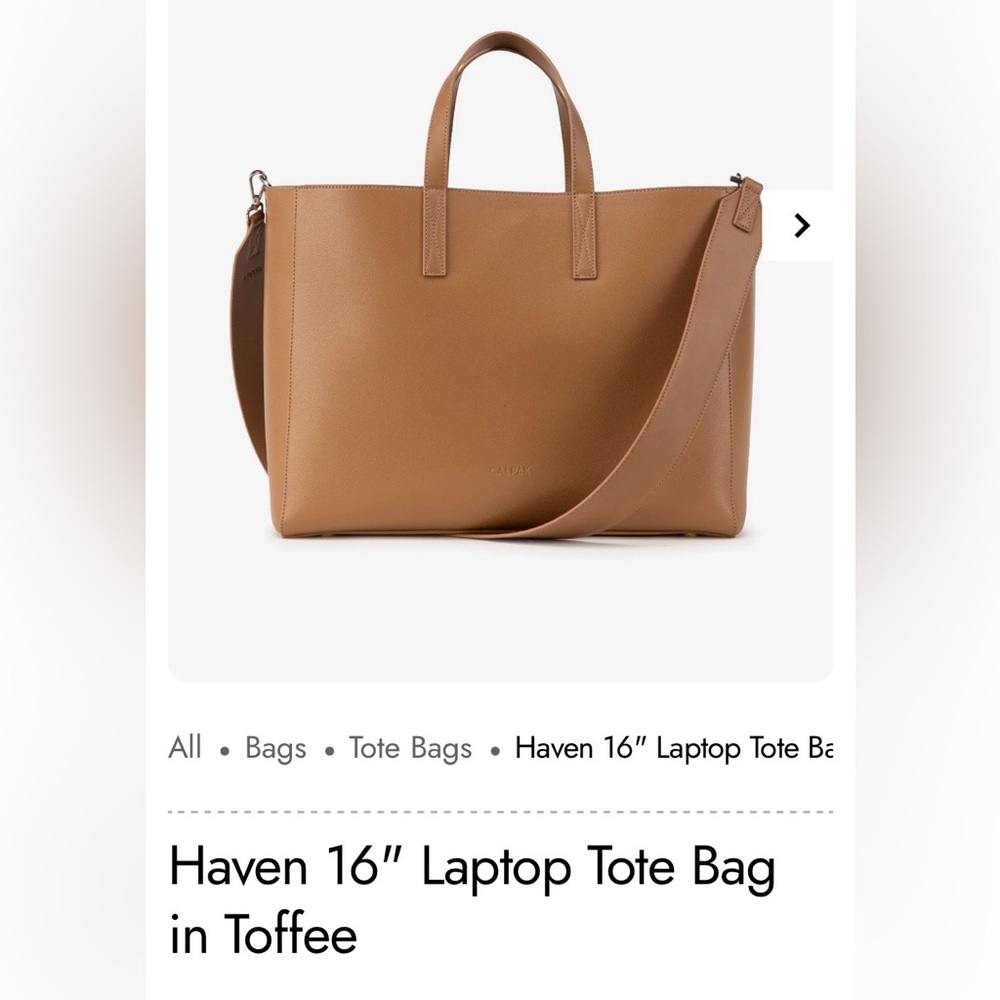 🔥 Calpak Toffee Laptop Tote Bag
